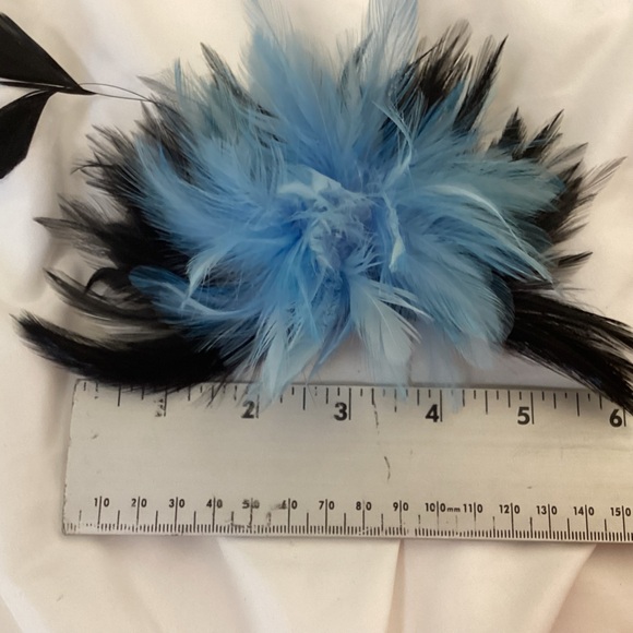 Blue & black Feather Fascinator Hair Clip. Handmade in USA.